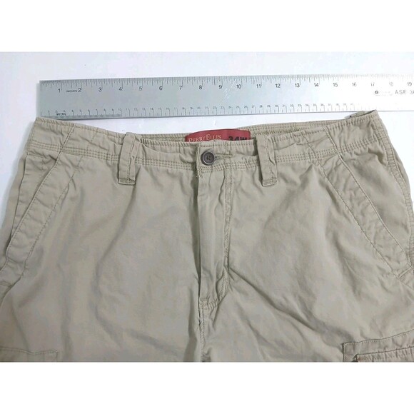 Perry Ellis Men's 34 Cargo Shorts Long Khaki Utility Trail Canvas Tan Beige - Picture 7 of 9